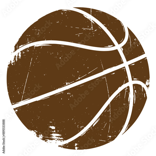 Vintage Grunge texture Grungy basketball with white lines on a plain background  sports equipment with a distressed look