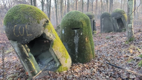“Luftschutz-Splitterschutzelle” type bunkers in forest. Chełmek, Poland.