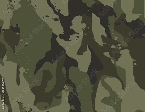 Full Seamless dark olive camouflage pattern for army use. Heavy military print for fabric. Deep shapes create a stealth background for uniforms, boots, and packs.