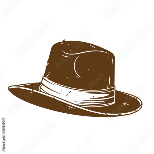 Vintage Grunge texture seamless design element for your project  stylish vintage hat with a thin belt around the base  simple fashion and fashion design  for web and print