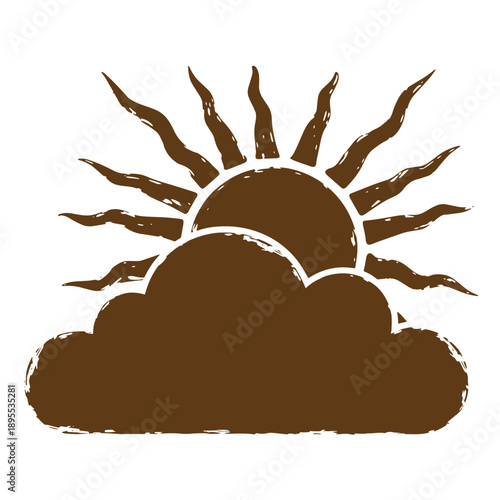 Vintage Grunge texture sunrise or sunset behind a cloud with rays shining through