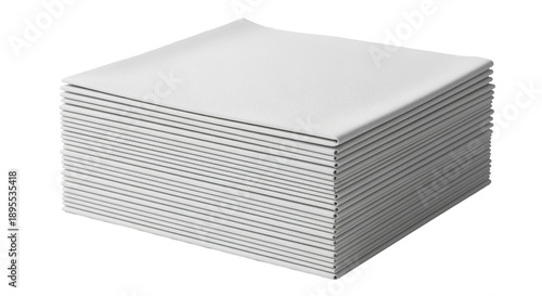 Neatly Stacked White Fabric Napkins