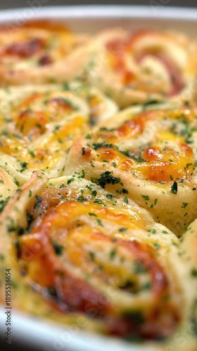 Vertical video of Savory breakfast rolls with ham and cheese 