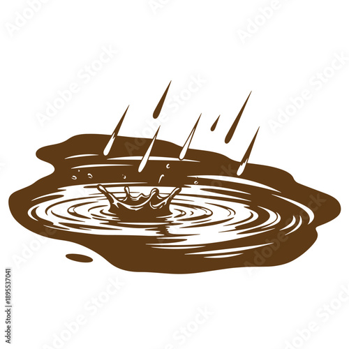 Vintage Grunge texture chocolate liquid splash with splashes and waves on surface