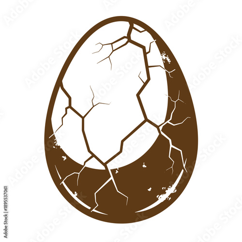 Vintage Grunge texture Cracked egg shell with broken fragments and fissures on surface  symbol of fragility and delicacy