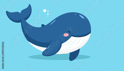 Cute Blue Whale Cartoon Illustration
