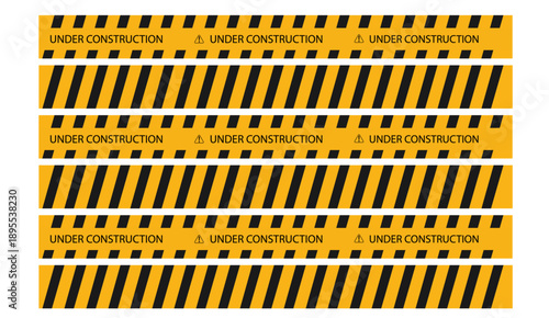 under construction tape warning banner image with transparent background, Under construction sign for construction site and website