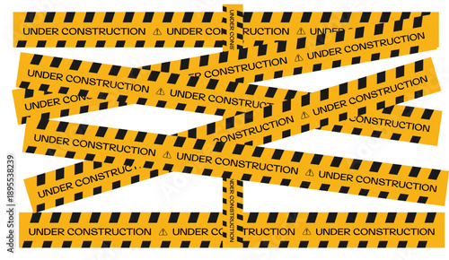 under construction tape warning banner, Under construction sign for construction site