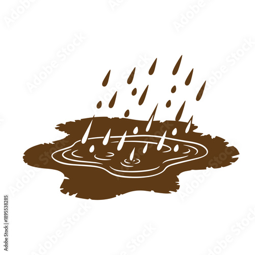 Vintage Grunge texture raindrops falling onto a puddle on the ground