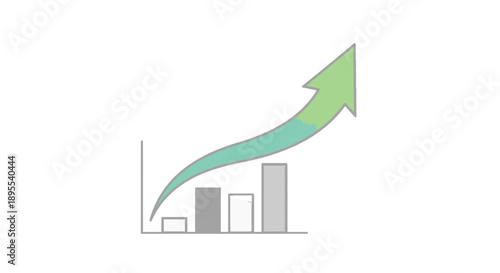 Graph showing upward trend with green arrow and bar chart.