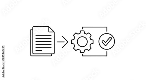 Simple line icon representing document processing and validation.