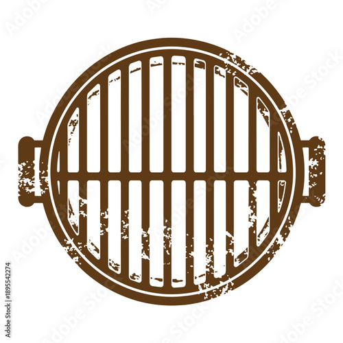 Vintage Grunge texture Grill grate icon with distressed texture for barbecue or cooking illustration  outdoor cooking symbol
