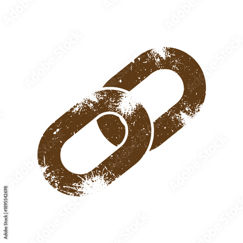 Vintage Grunge texture grungy chain link symbol with worn texture and scratches on clean simple background