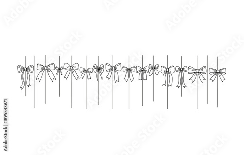 Elegant linear ribbon bows collection with varied designs on vertical lines