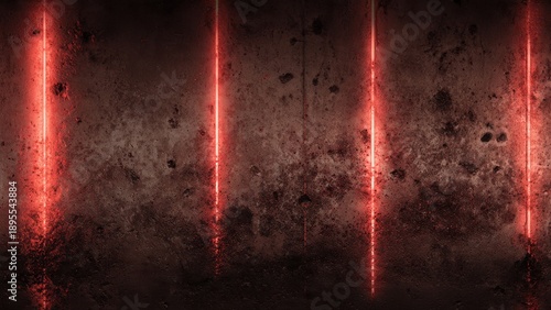 Dark Red Grunge Concrete Wall with Neon Lights