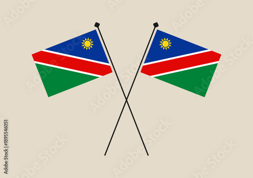 Two Crossed Namibian National Flags Symbolically Representing Patriotism, Identity, and Official International Diplomacy.