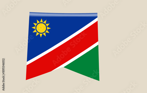 Glossy Namibia National Flag Vector Waving Banner Icon Displaying Patriotic Colors and Sun Emblem in Modern Style. Free Download Glossy Namibia National Flag Vector Waving Banner Icon Displaying Patriotic Colors and Sun Emblem in Modern Style. - GFXLoad