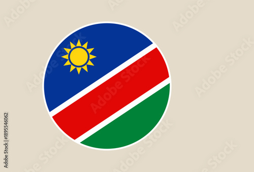 Free Download Namibia National Flag Circular Icon Representation with Sun Symbol and Diagonal Stripes on Neutral Beige Background - GFXLoad
