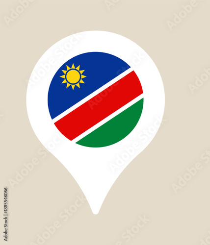 Namibia National Flag Represented Inside a Modern GPS Map Pointer Pin Icon for Location, Travel, and Geography.