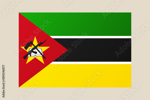 Vibrant Flag of Mozambique Waving Proudly, Symbolizing National Identity and African Heritage in a Detailed Vector Illustration