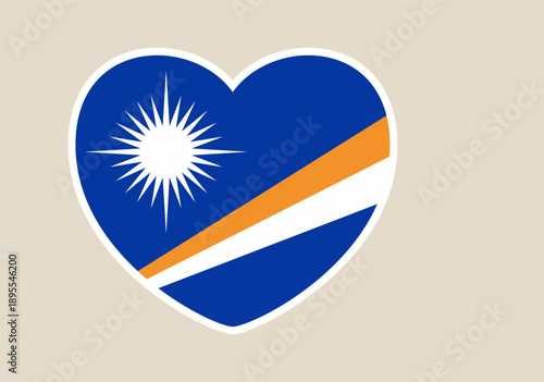 Marshall Islands National Flag in Heart Shape Symbolizing Patriotic Love and Identity for this Pacific Island Nation