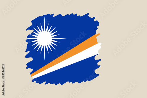 Marshall Islands Flag Waving in Distressed Artistic Brushstroke Style, Representing National Identity and Patriotism with a Bold Modern Feel.