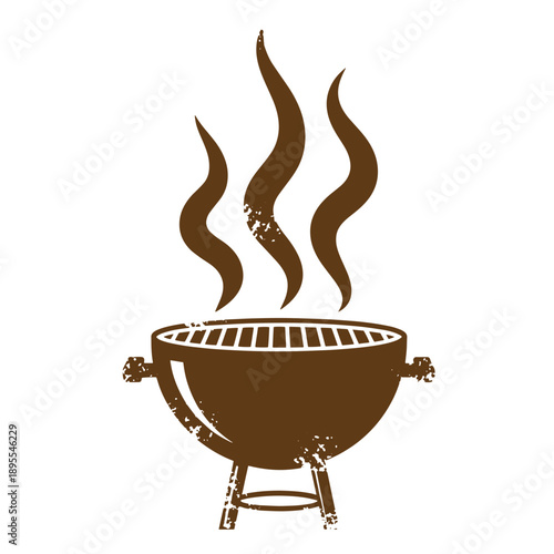 Vintage Grunge texture grill with smoke coming out of it on white background