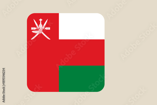 Free Download Oman National Flag Vector Icon with Emblem in Rounded Square Flat Design for UI UX Digital Maps - GFXLoad