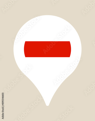 Vector Map Pin Icon with Red Minus Symbol, Representing Removal, Restriction, or Zoom Out for Modern UI UX Design.