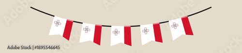 Malta Flag Bunting Garland Hanging for National Celebration, Representing Patriotic Pride and Cultural Identity with Festive Decoration.