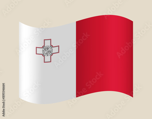 Waving Maltese National Flag Vector Illustration Symbolizing Pride and National Identity for Official Representation.