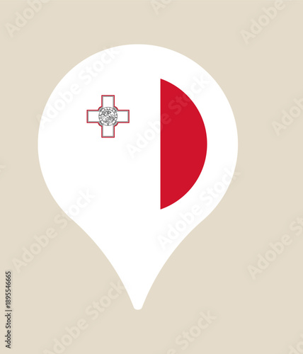 Malta Flag Map Pointer Icon, a Precise Vector Illustration for Travel, Geography, and Location Navigation Concept