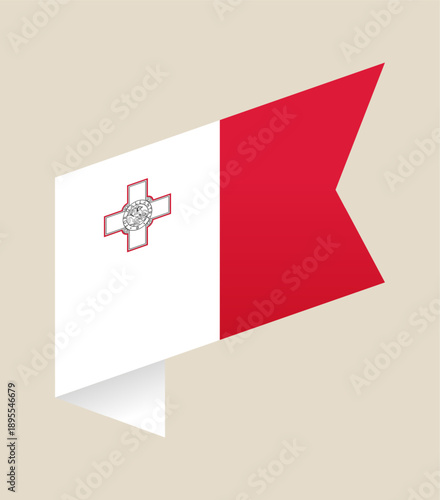 Malta's National Flag Unfurling as a Modern, Dynamic Ribbon Banner, Symbolizing European Identity and Patriotic Pride.