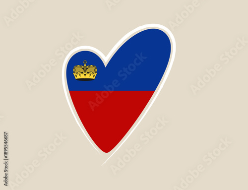 Free Download Heart-shaped Liechtenstein flag vector artwork symbolizing national pride and love for the European country, rendered with a clean graphic design. - GFXLoad