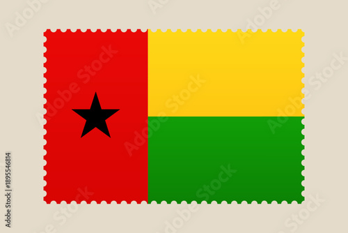 Guinea-Bissau National Flag Illustrated as a Bold Postage Stamp, Representing the West African Country's Independence and Patriotism. Free Download Guinea-Bissau National Flag Illustrated as a Bold Postage Stamp, Representing the West African Country's Independence and Patriotism. - GFXLoad