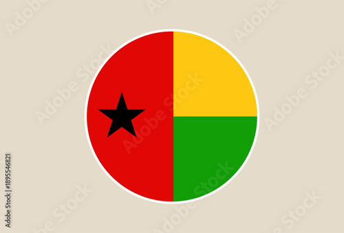 Guinea-Bissau National Flag Illustrated in Prominent Round Shape, Representing Country Identity and Patriotism with Modern Vector Design.