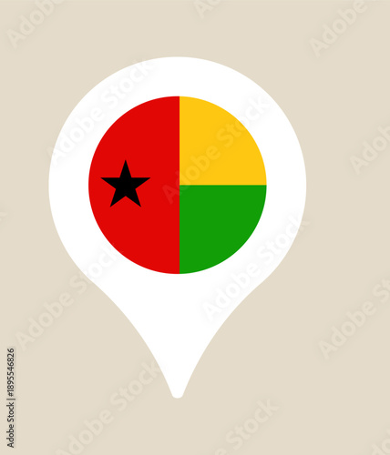 Guinea-Bissau Flag Map Pin Icon Showing National Symbol for Geographic Location and Travel Destination Vector Illustration