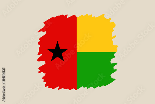 Guinea-Bissau National Flag Painted with Artistic Brush Strokes, Representing Identity and Patriotism in a Vibrant, Modern Style