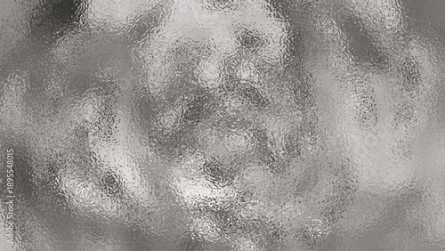Silver foil background with grainy texture. Frost glass, chrome rough metal, effect foil paper, glitter glossy surface. Gray hologram gradient noise bg. Vector realistic illustration