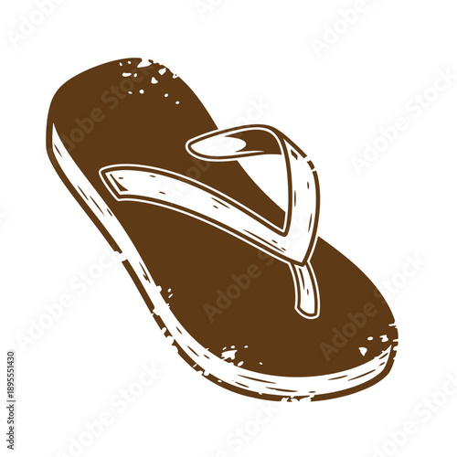 Vintage Grunge texture brown flip flop shoe for summer vacation and beach activities  a simple thong sandals