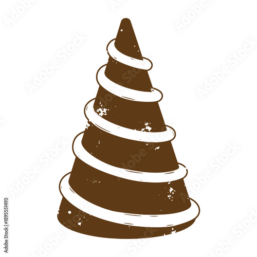 Vintage Grunge texture chocolate ice cream cone sweet treat dessert illustration