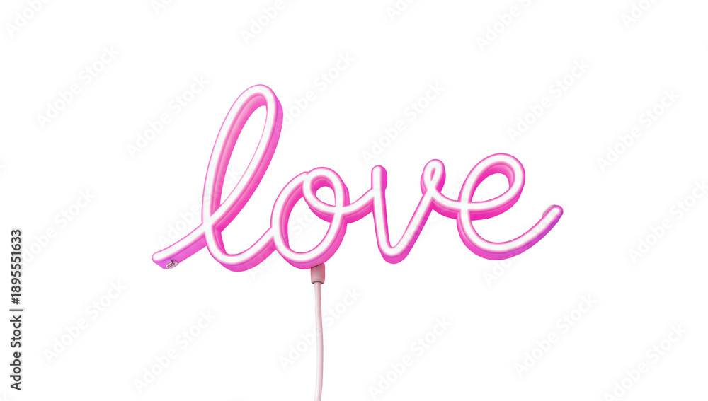 Fototapeta premium Pink Neon Love Sign