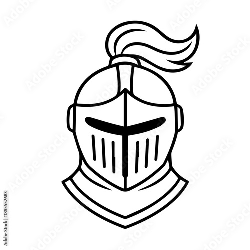 Knight Helmet line icon vector on a white background
Vector line icon