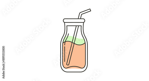 Illustration of a bottle with a straw and orange liquid.