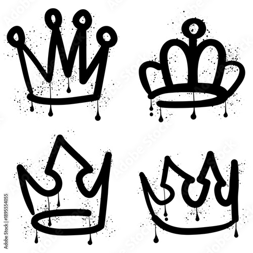 Crown graffiti set with black spray paint