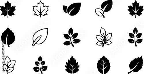 Leaf icons set ecology nature element, green leafs, environment and nature eco sign