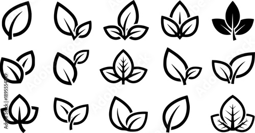 Leaf icons set ecology nature element, green leafs, environment and nature eco sign