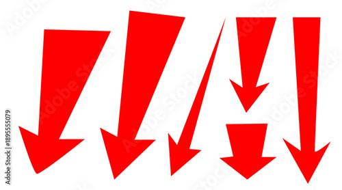 Hand-drawn red downward arrows