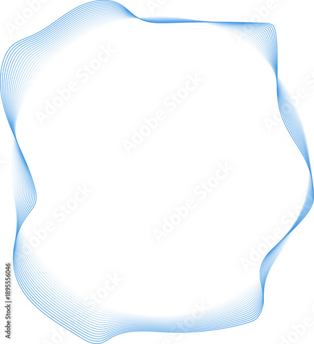 Circle round liquid shape with blue gradient line. Design element