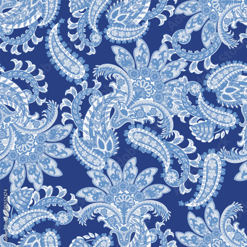 Vector textile print. Seamless Design for covers, fabrics, textiles, wrapping paper. Vector pattern Paisley Indian motifs and decorative floral elements